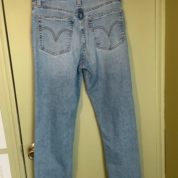 Levi's Light Blue Distressed Straight Jeans - Picture 3 of 5